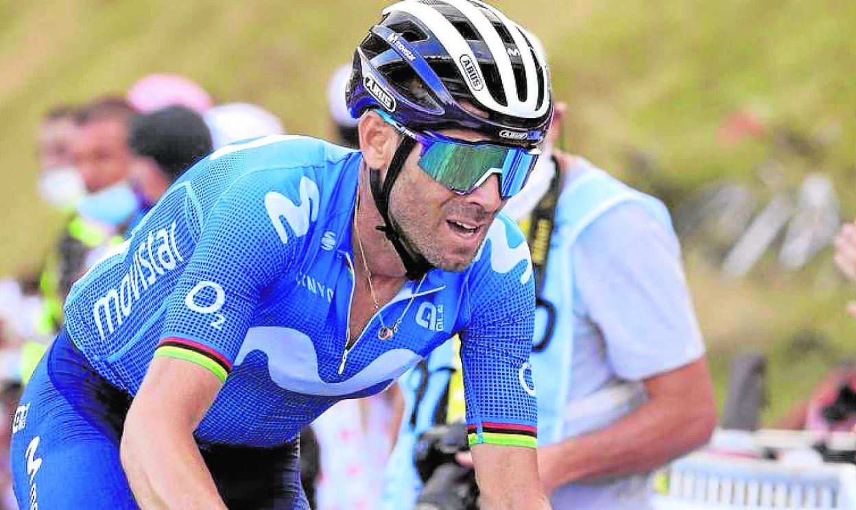 Alejandro Valverde, en un momento de la clásica holandesa Amstel Gold Race disputada ayer. 