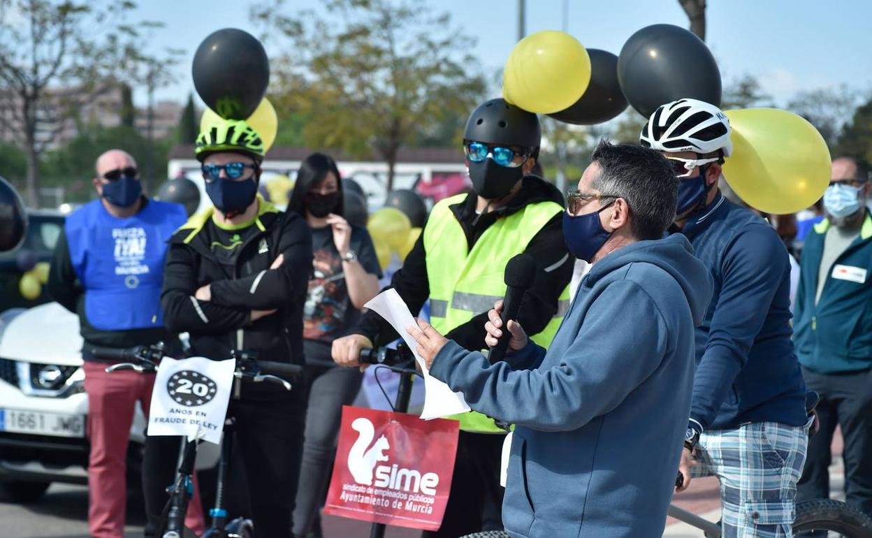Protesta de interinos la pasada semana en Murcia.