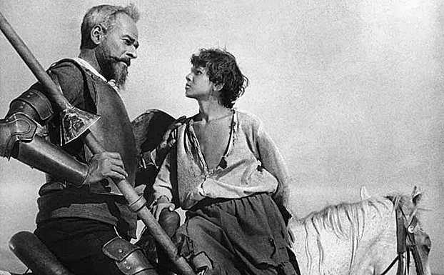 'Don Quijote' (1957). Dirección: Grigori Kozintsev. Protagonistas: Nikolay Cherkasov, Bruno Freindlich, Georgy Vitsin y Serafima Birman.