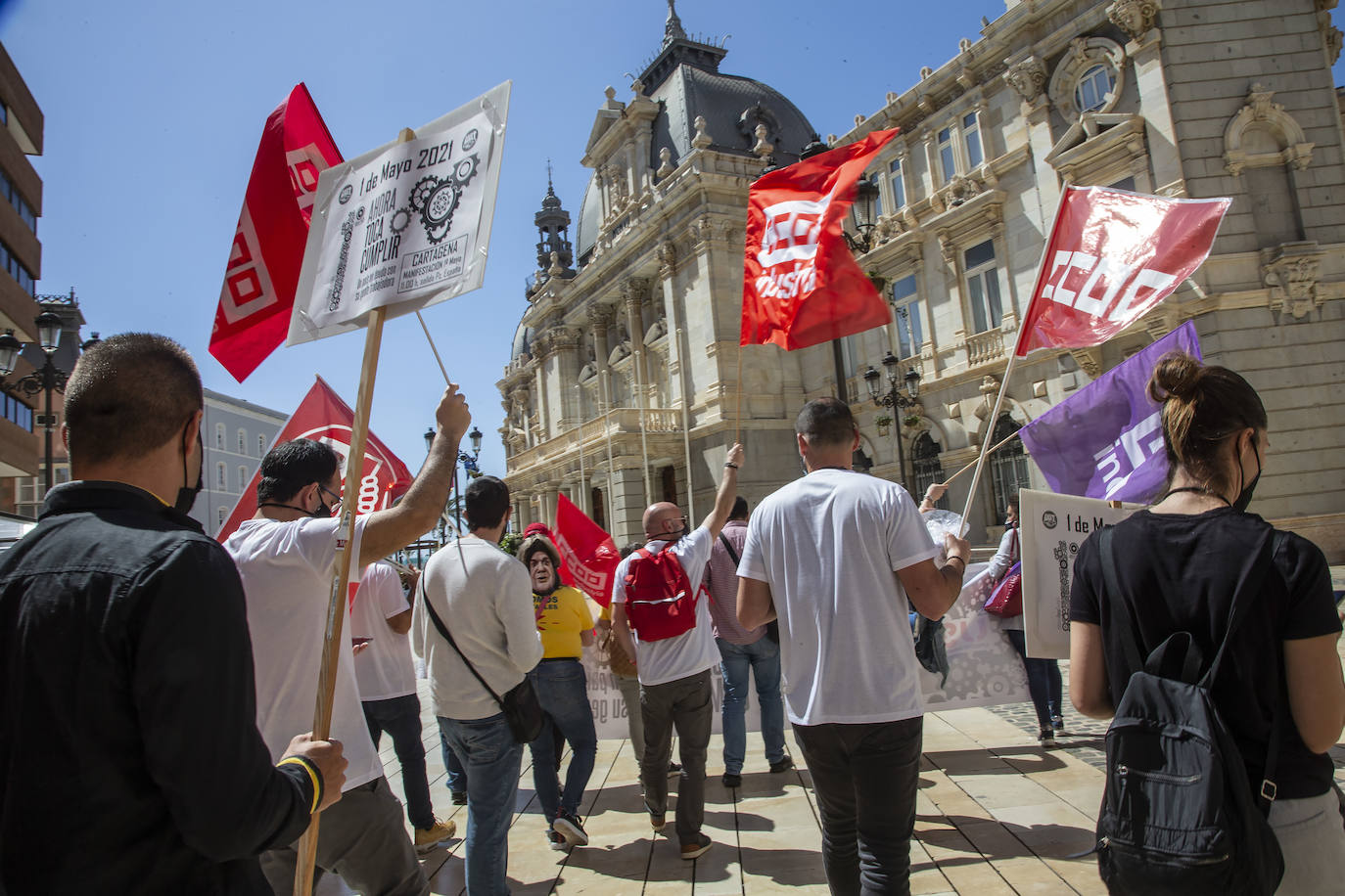 Fotos: Manifestación del Primero de Mayo en Cartagena