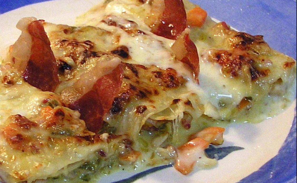 Canelones rellenos de rape