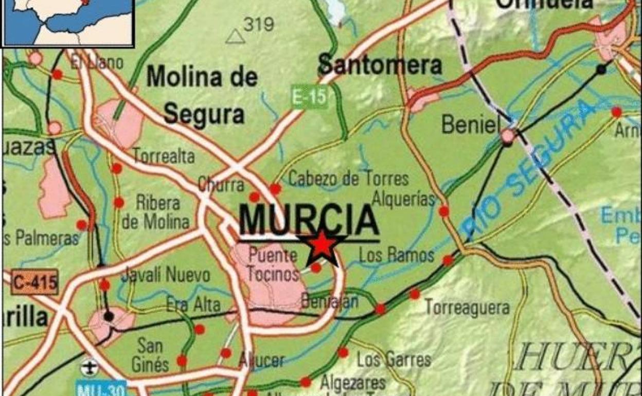 Un temblor de 1,9 grados se deja sentir en Murcia este lunes por la noche