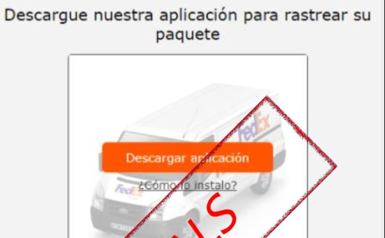 Captura del mensaje falso haciéndose pasar por la empresa FedEx.