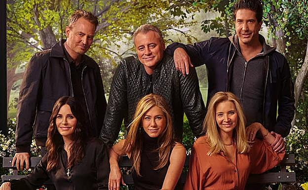 El elenco de 'Friends', en el cartel de la reunión.
