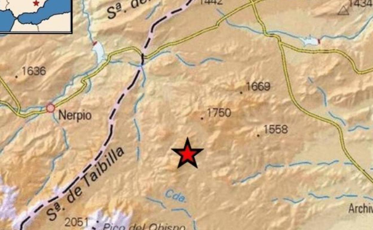 Imagen del epicentro del seísmo 