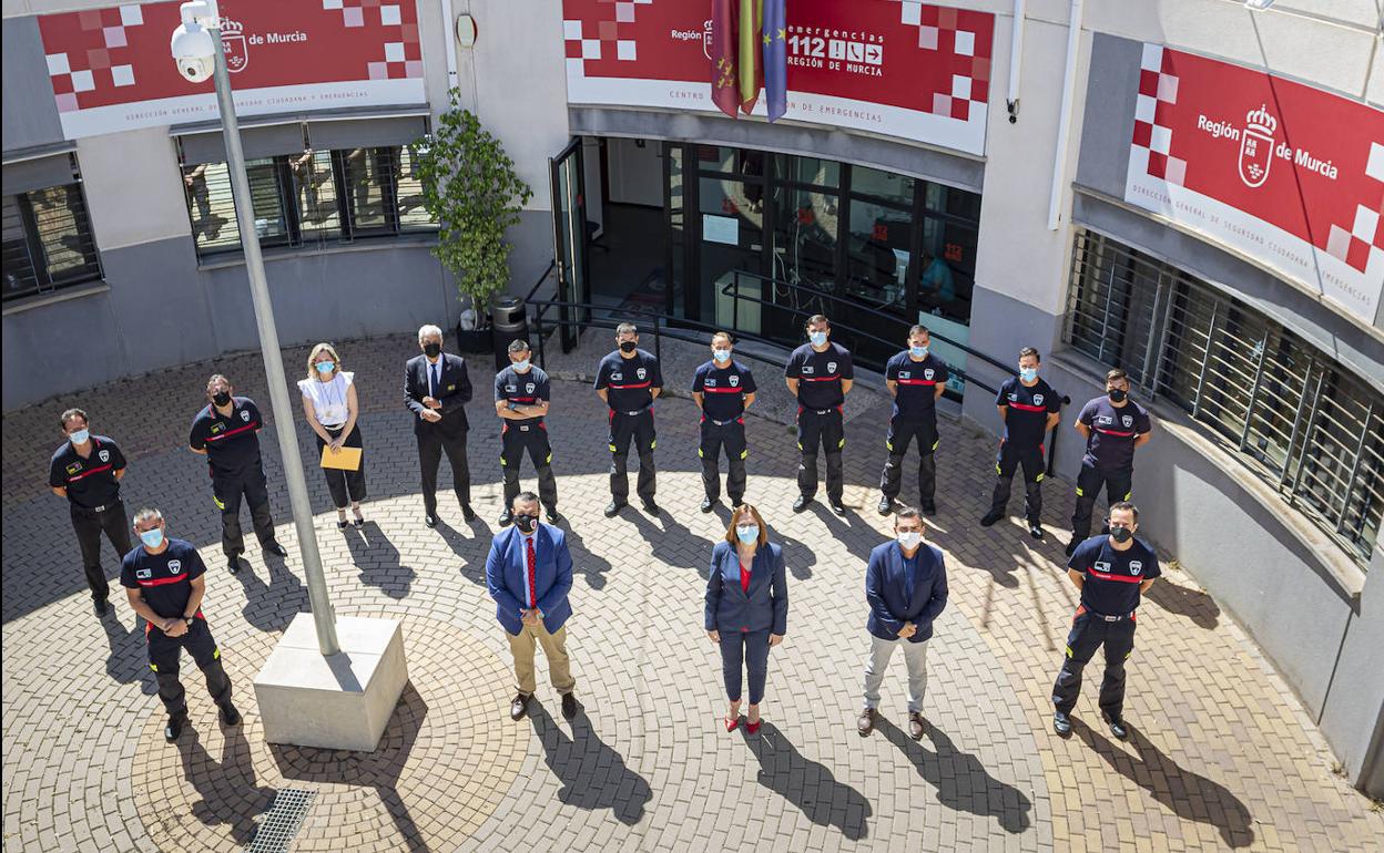 Acto de toma de posesión de nueve cabos bomberos especialistas del Consorcio de Extinción de Incendios de la Región, este martes.
