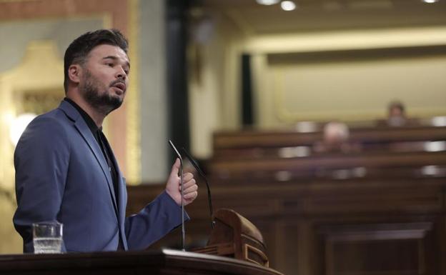 El portavoz de Esquerra Republicana en el Congreso, Gabriel Rufián, interviene la sesión de control 