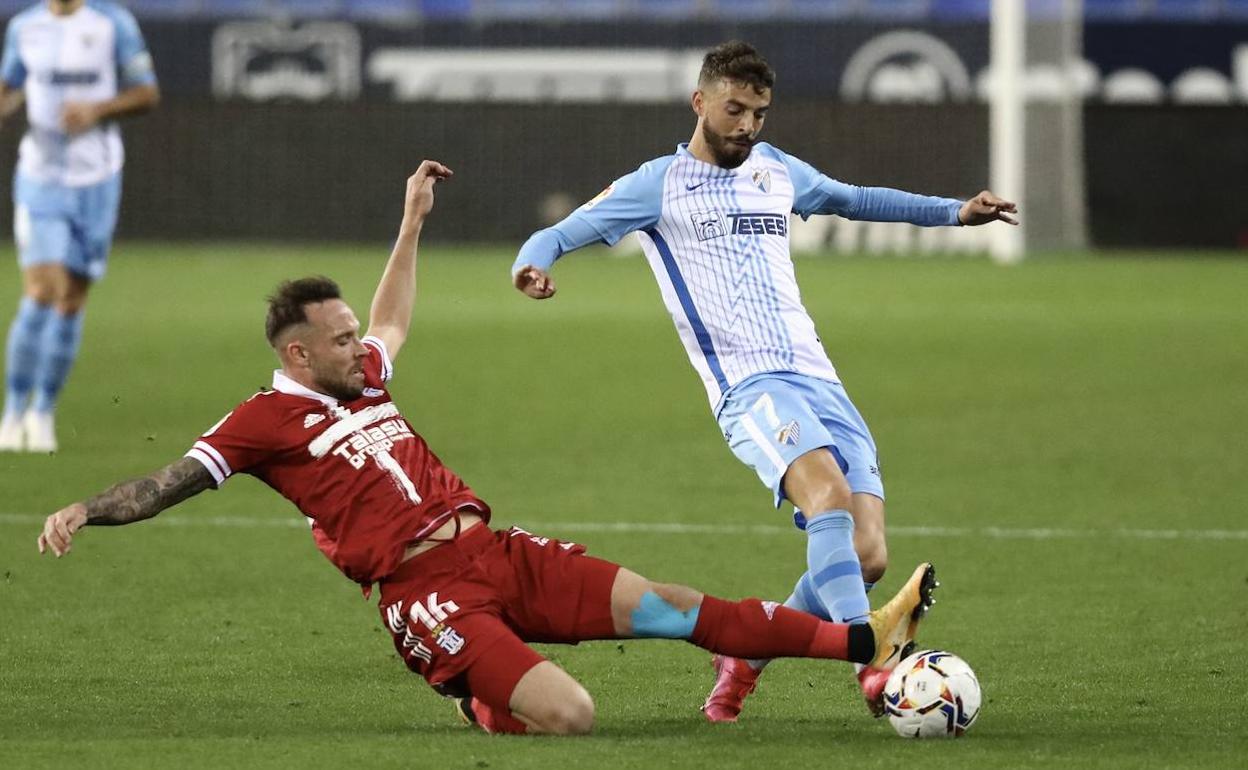 José Ángel Jurado, en el partido ante el Málaga en La Rosaleda.