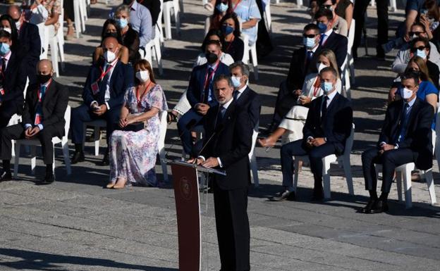 Imagen. El rey Felipe VI, durante su discurso en el homenaje