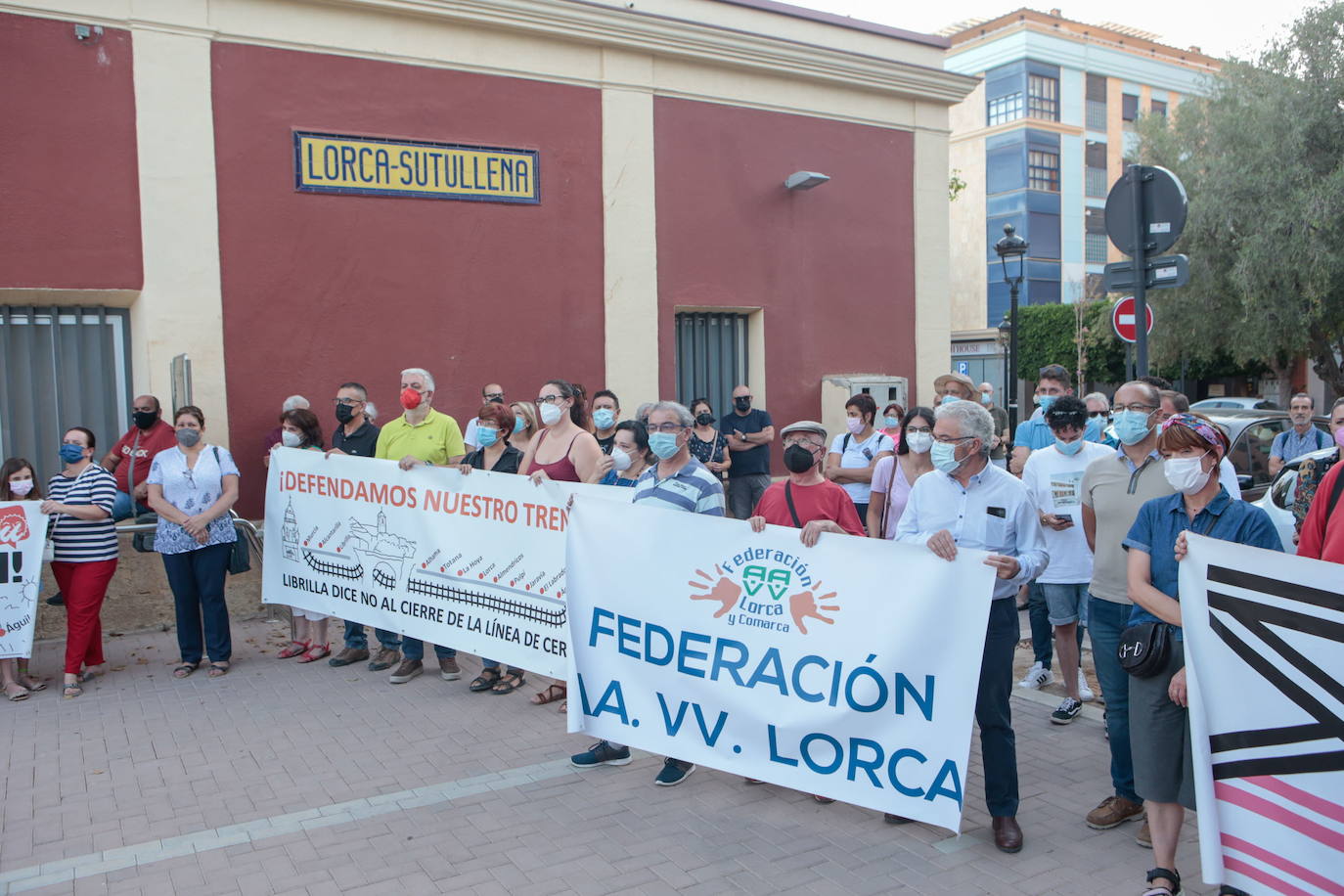 Manifestación en Lorca contra el cierre de la línea, a principios de mes.