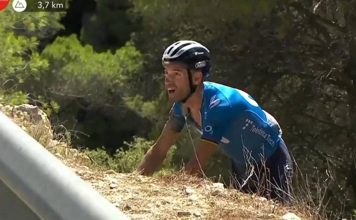 Alejandro Valverde, tras caerse en la séptima etapa de La Vuelta a España.