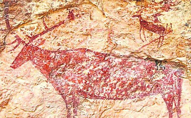 Figura de un ciervo en el abrigo de Cañaíca El Calar, en Calasparra.