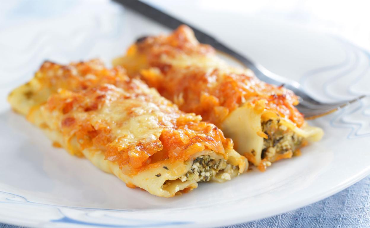 Canelones de espinacas