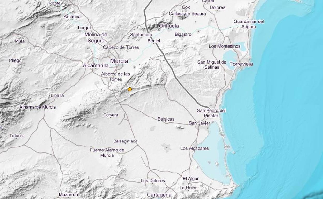 Lugar donde se ha producido el temblor. 