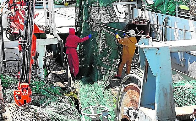 Imagen de un día de faenaa bordo del arrastrero gallego 'Nuevo Confurco'. 