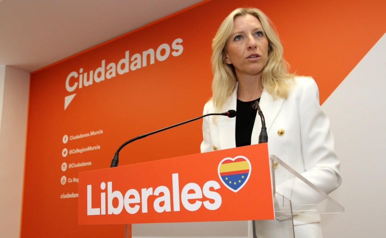 María José Ros, en la sede regional de Ciudadanos. 