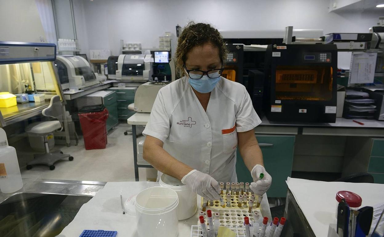 Una técnico de laboratorio analiza muestras PCR en La Arrixaca en una imagen de archivo. 