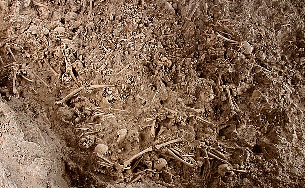 Enterramiento colectivo de la Edad del Cobre de Camino del Molino (Caravaca de la Cruz, Murcia), donde se enterraron unos 1.300 individuos entre los años 2900-2300 ANE. Última capa de enterramiento, datada entre 2500-2300 ANE, de la que se han analizado seis individuos. 