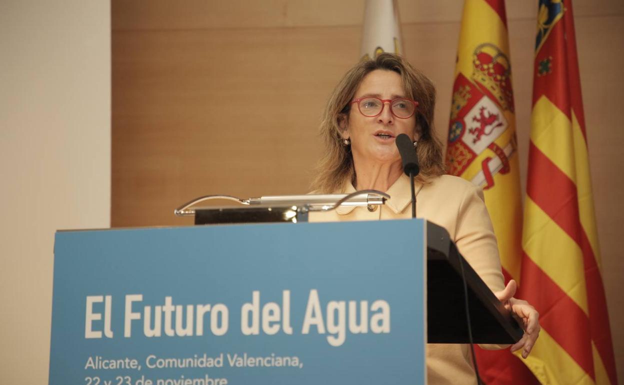 Teresa Ribera durante su paticipación en el foro 'El futuro del agua'. 
