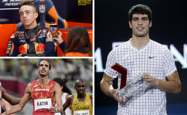 De izquierda a derecha, Acosta, Katir y Alcaraz, en imágenes de archivo.