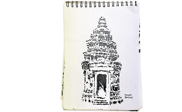 En blancoy negro. Obra de Juan Espallardo sobre una de sus libretas.