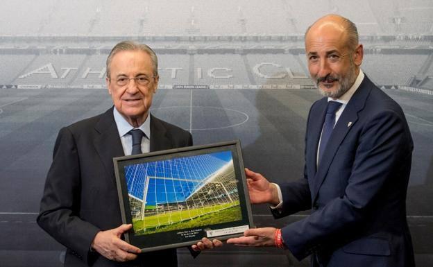 Florentino Pérez, presidente del Real Madrid, y Aitor Elizegi, presidente del Athletic. 