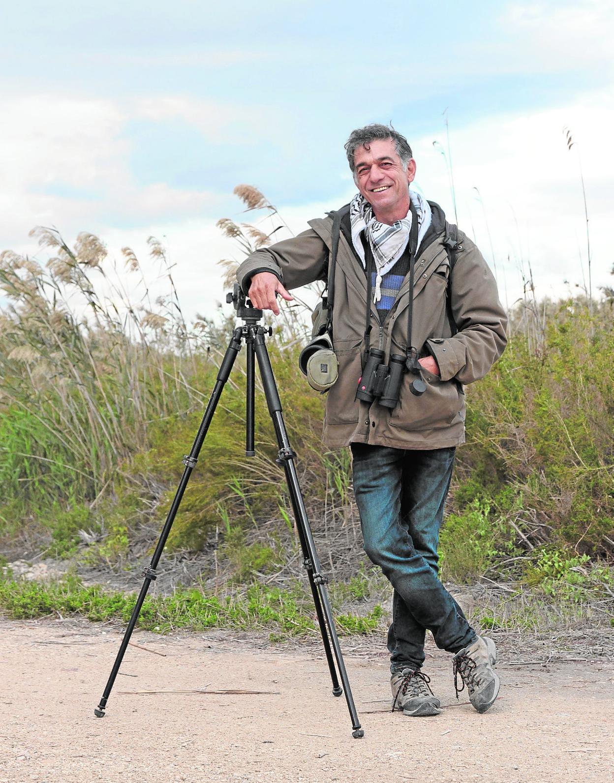 Sergio Arroyo en el Parque Natural de El Hondo, en Elche. 