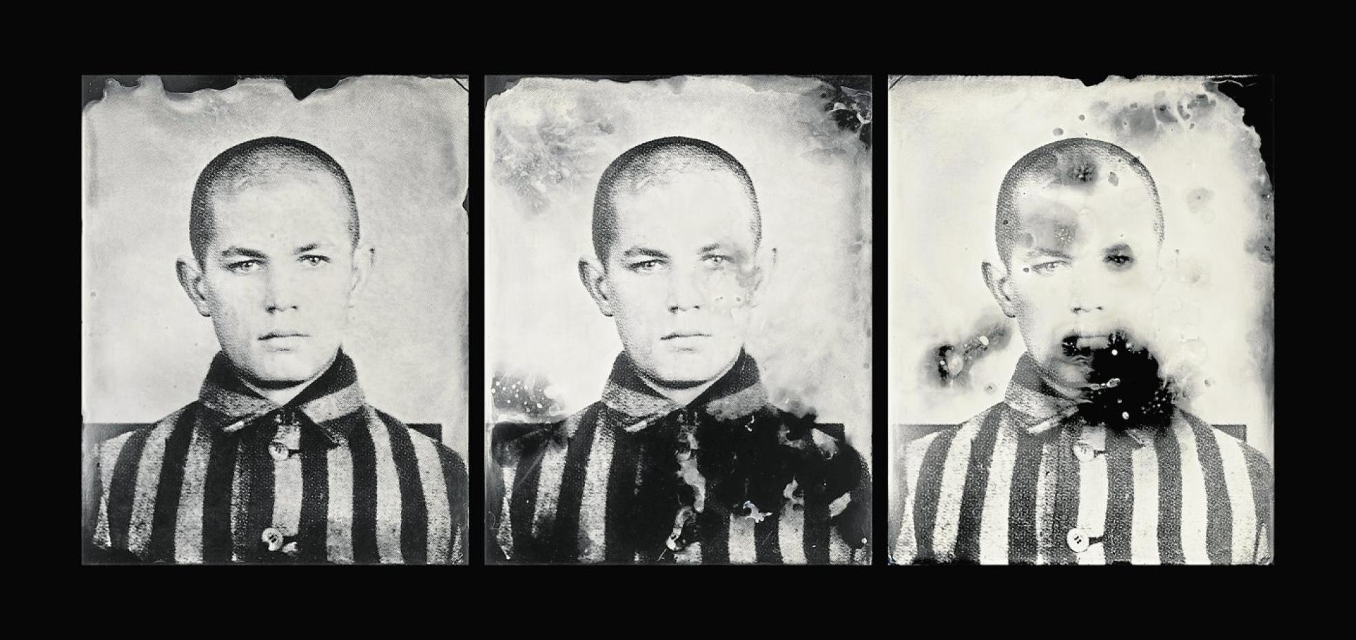 En este tríptico Revuelta muestra «el proceso de destrucción del espíritu, y del alma y el cuerpo, de un preso cuando es gaseado». 