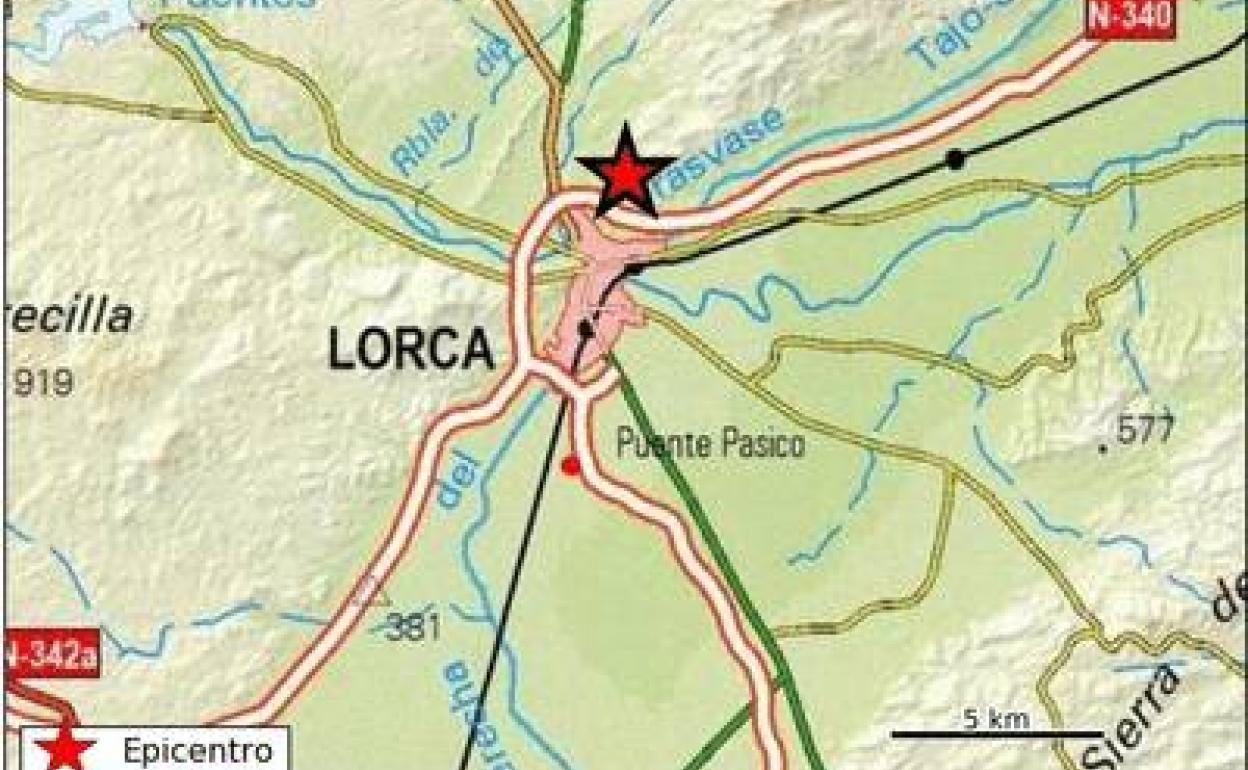 Epicentro del terremoto de este sábado, marcado en un mapa.