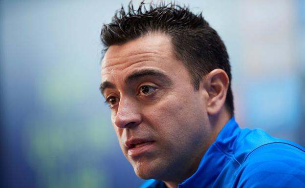 Xavi Hernández, en rueda de prensa. 