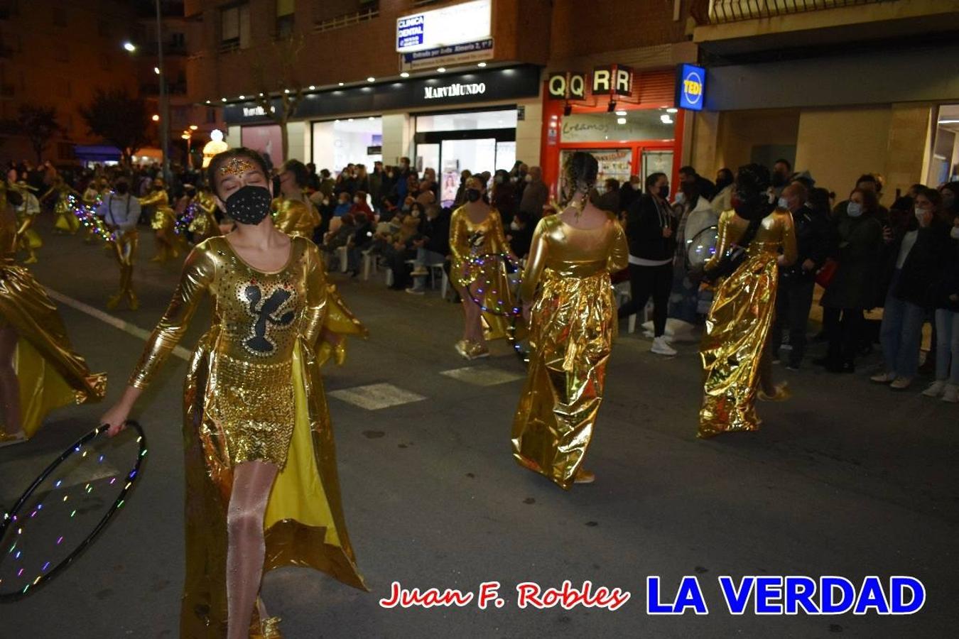 El Cortejo Real que precedía a las carrozas del Melchor, Gaspar y Baltasar, estaba compuesto por distintas carrozas, espectáculos musicales y personajes de fantasía. La Policía Local y el Cuerpo de Bomberos abrieron el recorrido, seguidos de Dafne Dance Academy, Goofy & Donald, Club Gymca VeraCruz, La Sirenita, Academia de Baile EDIG, Pinocho, Escuela de Baile de la Concejalía de Deportes, Las Mariposas, Escuela de Baile Ana, La Bella y la Bestia, la Guardia de Darth Vader y la Banda de Música La Compañía.