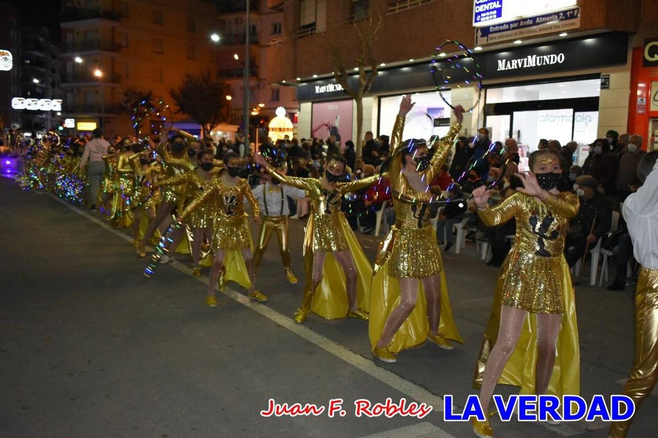 El Cortejo Real que precedía a las carrozas del Melchor, Gaspar y Baltasar, estaba compuesto por distintas carrozas, espectáculos musicales y personajes de fantasía. La Policía Local y el Cuerpo de Bomberos abrieron el recorrido, seguidos de Dafne Dance Academy, Goofy & Donald, Club Gymca VeraCruz, La Sirenita, Academia de Baile EDIG, Pinocho, Escuela de Baile de la Concejalía de Deportes, Las Mariposas, Escuela de Baile Ana, La Bella y la Bestia, la Guardia de Darth Vader y la Banda de Música La Compañía.