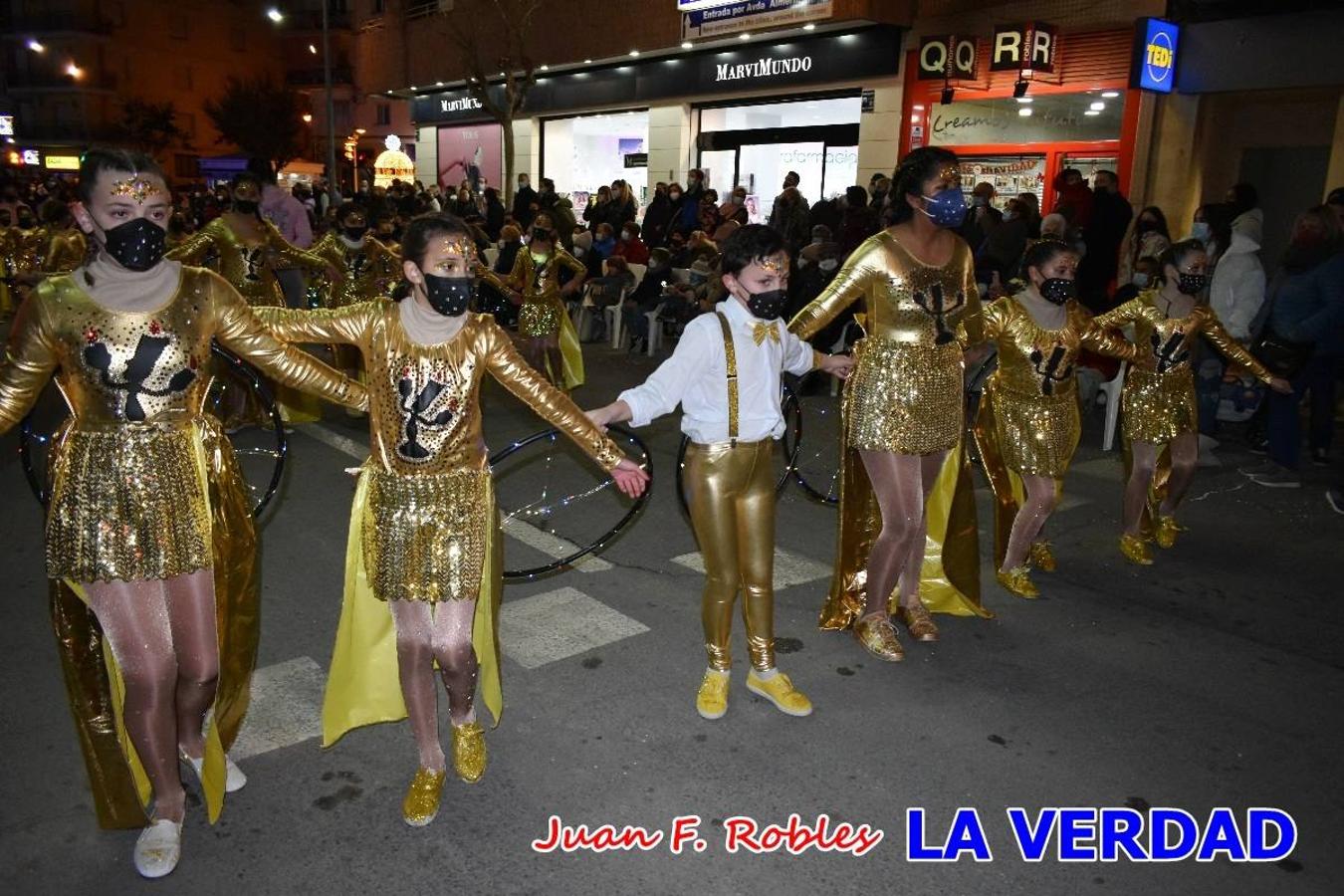 El Cortejo Real que precedía a las carrozas del Melchor, Gaspar y Baltasar, estaba compuesto por distintas carrozas, espectáculos musicales y personajes de fantasía. La Policía Local y el Cuerpo de Bomberos abrieron el recorrido, seguidos de Dafne Dance Academy, Goofy & Donald, Club Gymca VeraCruz, La Sirenita, Academia de Baile EDIG, Pinocho, Escuela de Baile de la Concejalía de Deportes, Las Mariposas, Escuela de Baile Ana, La Bella y la Bestia, la Guardia de Darth Vader y la Banda de Música La Compañía.