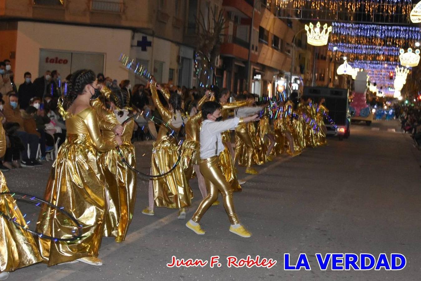El Cortejo Real que precedía a las carrozas del Melchor, Gaspar y Baltasar, estaba compuesto por distintas carrozas, espectáculos musicales y personajes de fantasía. La Policía Local y el Cuerpo de Bomberos abrieron el recorrido, seguidos de Dafne Dance Academy, Goofy & Donald, Club Gymca VeraCruz, La Sirenita, Academia de Baile EDIG, Pinocho, Escuela de Baile de la Concejalía de Deportes, Las Mariposas, Escuela de Baile Ana, La Bella y la Bestia, la Guardia de Darth Vader y la Banda de Música La Compañía.