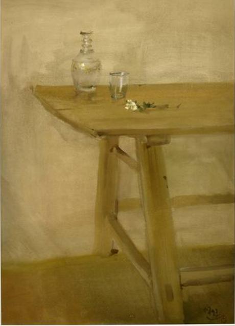 Imagen - 'La mesa de Salvador Moreno' (1950). «Salvador es de sus pocos amigos en México. Obra milagrosa, muy sencilla, hace un año la donó Isabel Verdejo. Acertadísima, está en un equilibrio malabar, todo ha sido dicho de manera indiscutible». 