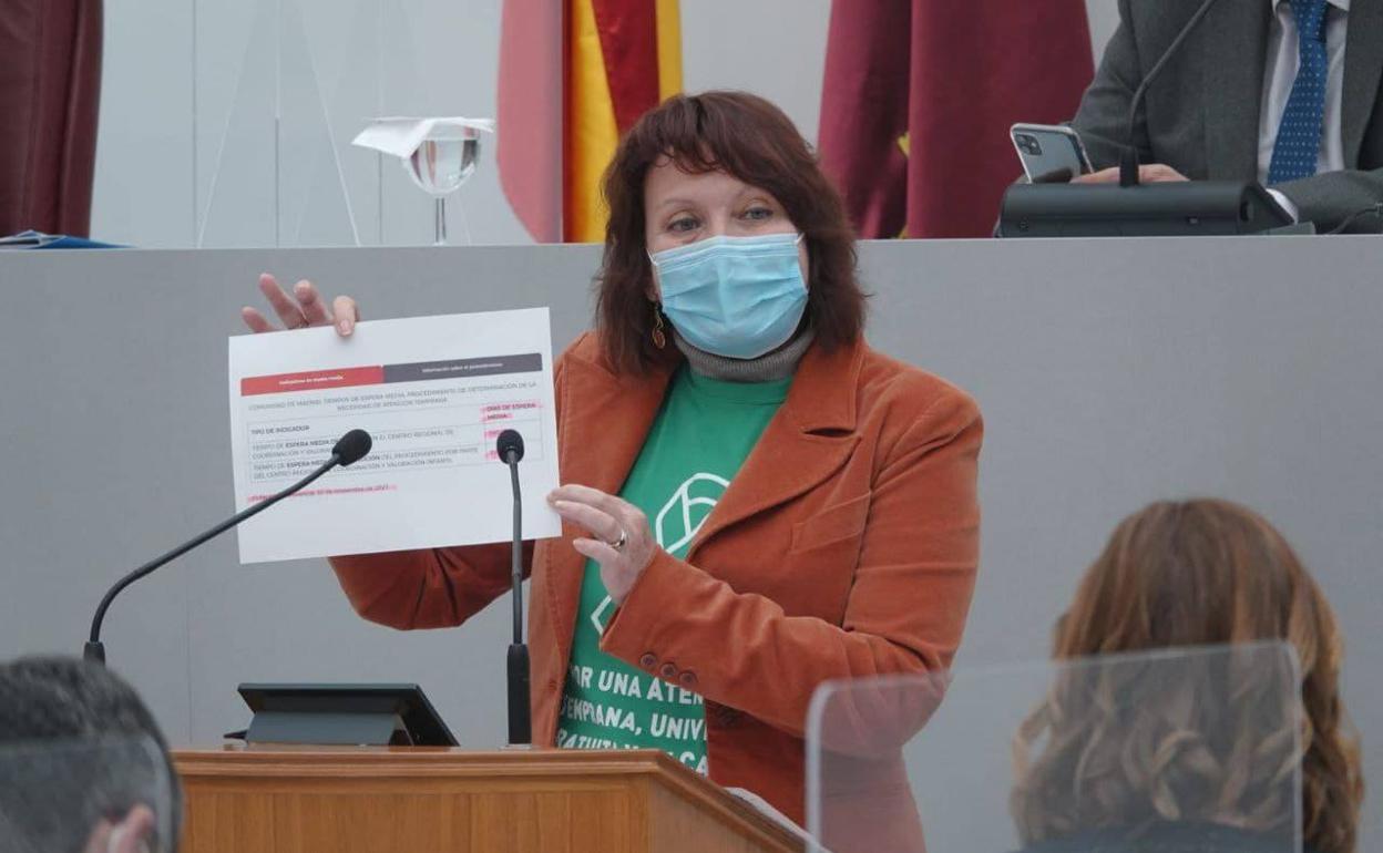 La portavoz de Podemos en la Asamblea Regional, María Marín. 
