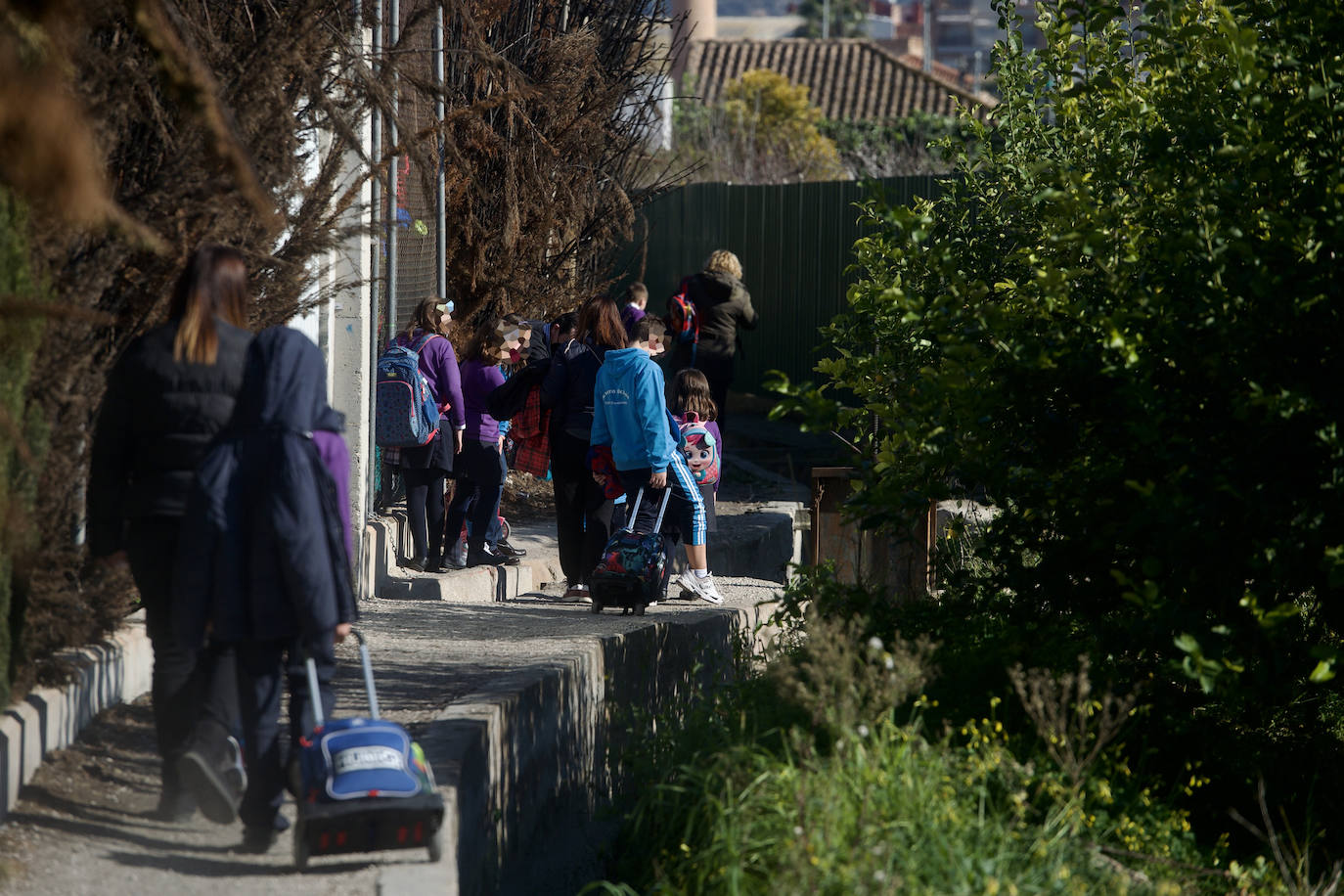 Fotos: El tortuoso camino de decenas de niños para ir cada día al cole en Los Garres