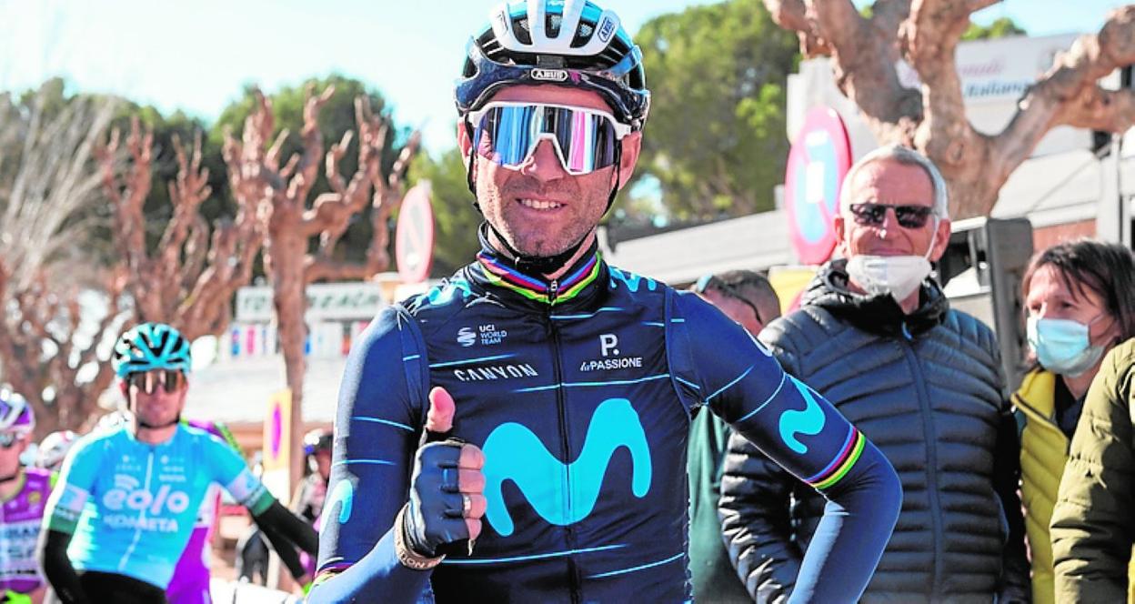 Alejandro Valverde, antes de tomar la salida, ayer en Mallorca. 