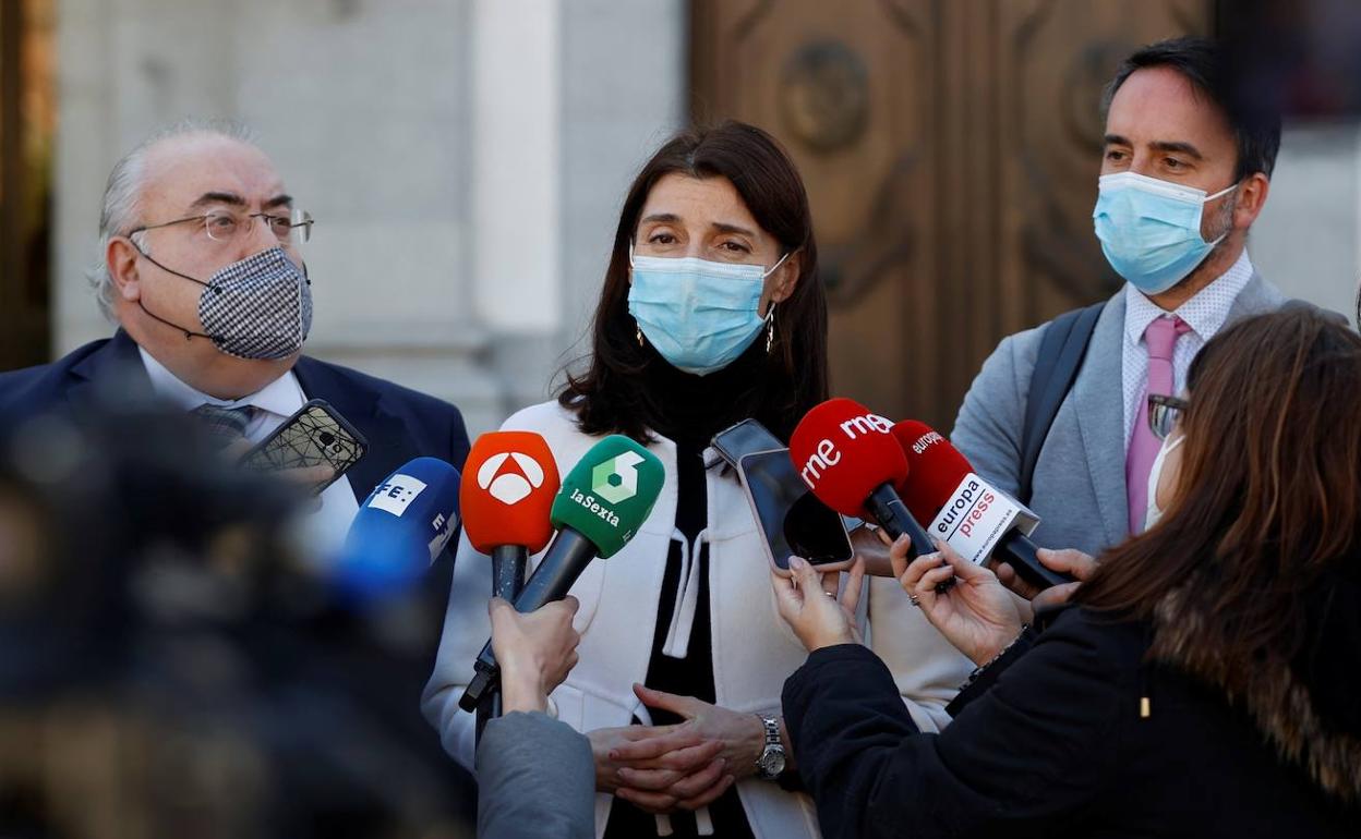 La ministra de Justicia, Pilar Llop, durante una rueda de prensa este martes.