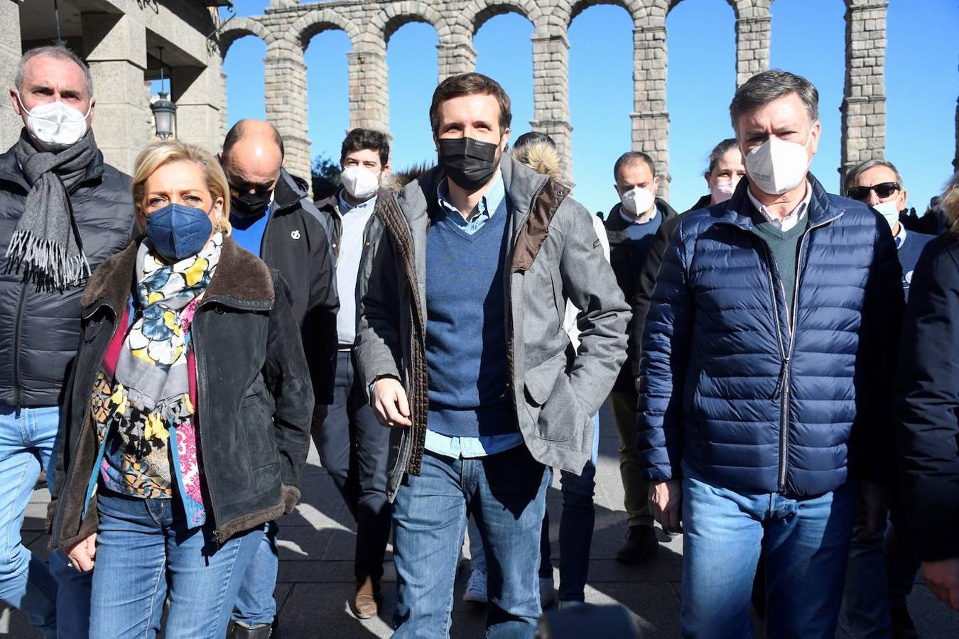 Pablo Casado visita Segovia días antes de las elecciones autonómicas de Castilla y León en febrero de 2022.