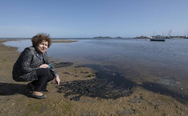 La presidenta de la comitiva europea, Tatjana Zdanoka, este jueves, a orillas del Mar Menor en Los Urrutias.