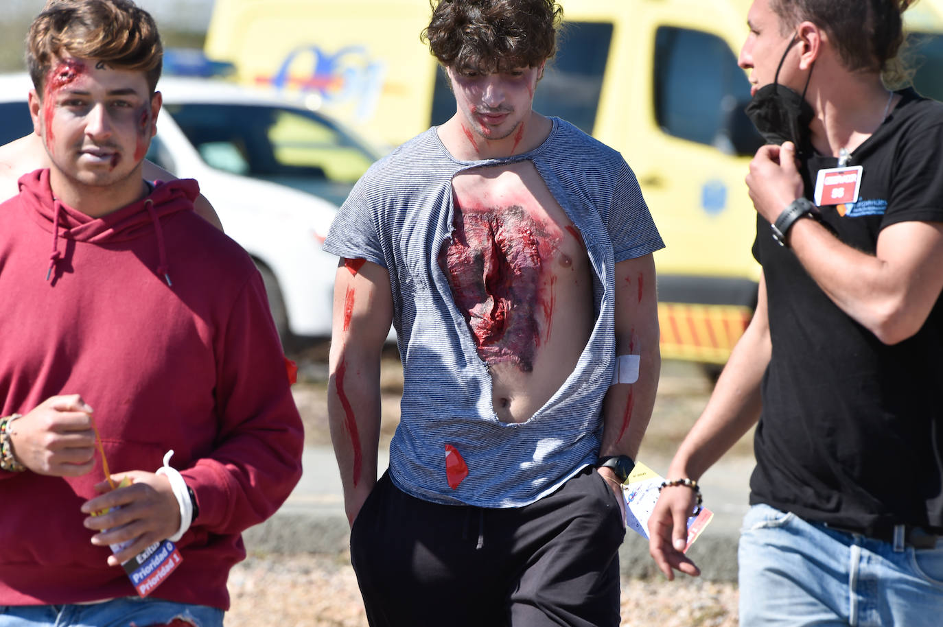 Fotos: Simulacro de accidente aéreo en Corvera para coordinar los servicios implicados en la emergencia