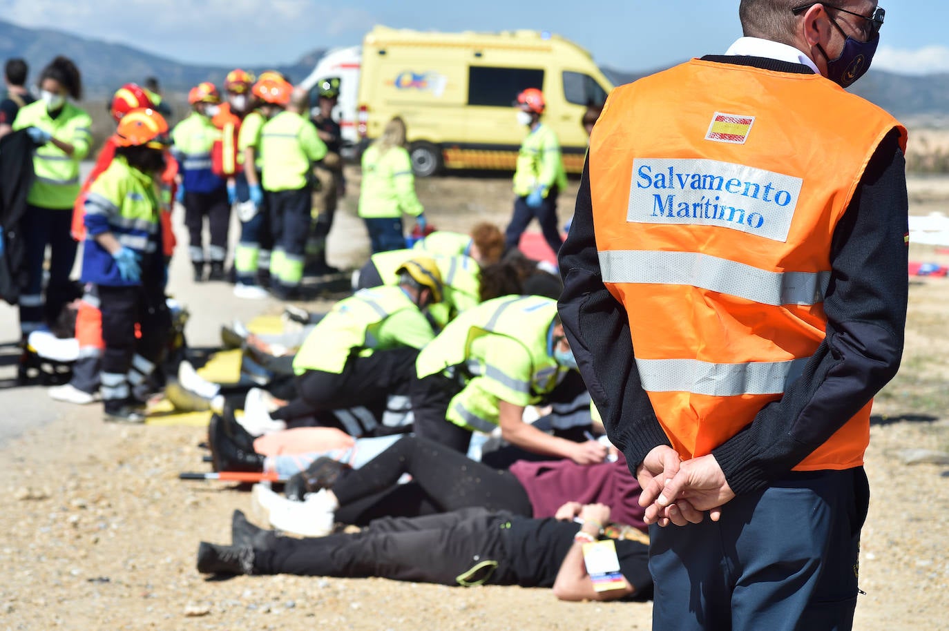 Fotos: Simulacro de accidente aéreo en Corvera para coordinar los servicios implicados en la emergencia