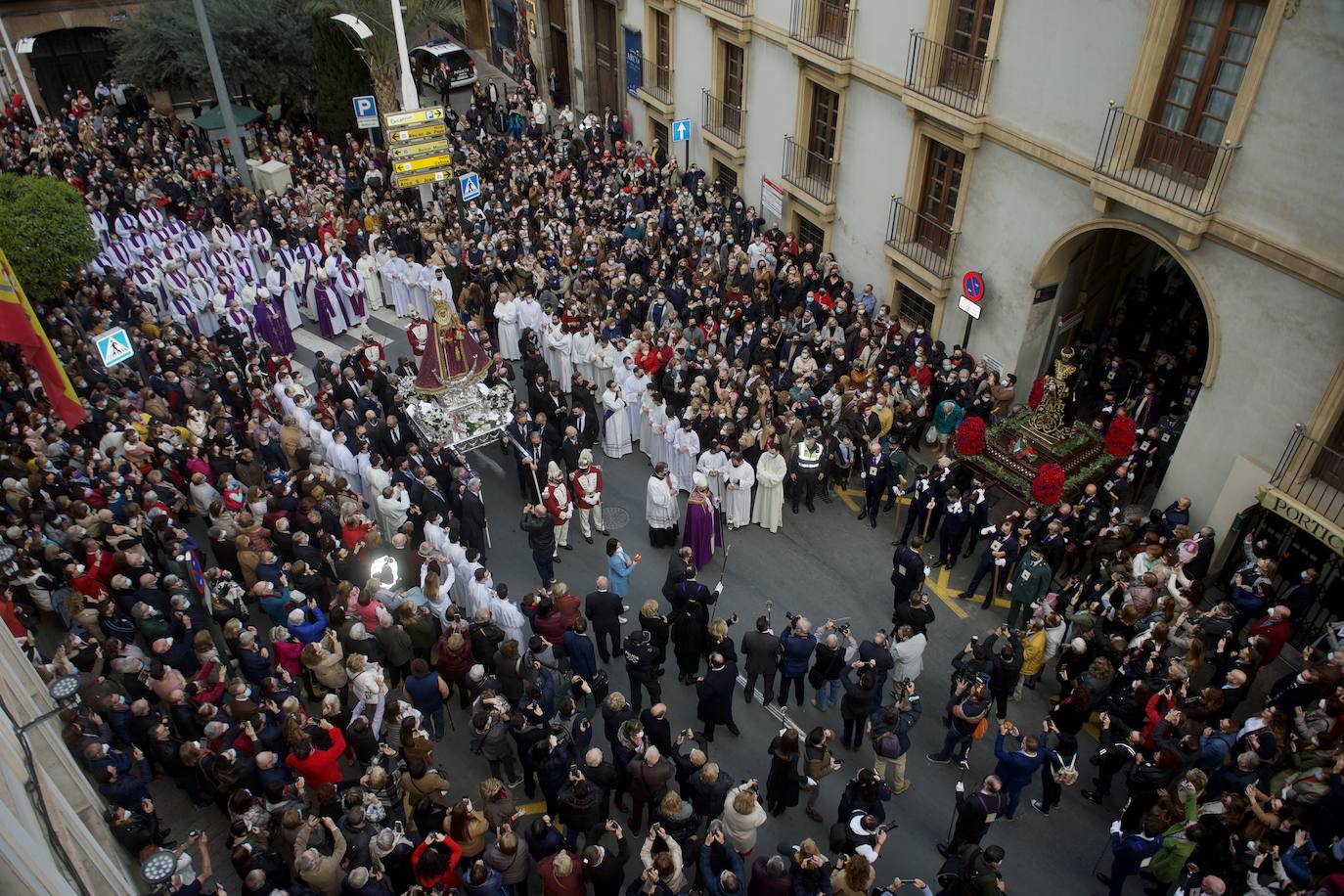 Fotos: Una procesión para la historia de Murcia el día en que la Morenica no pudo bajar del santuario