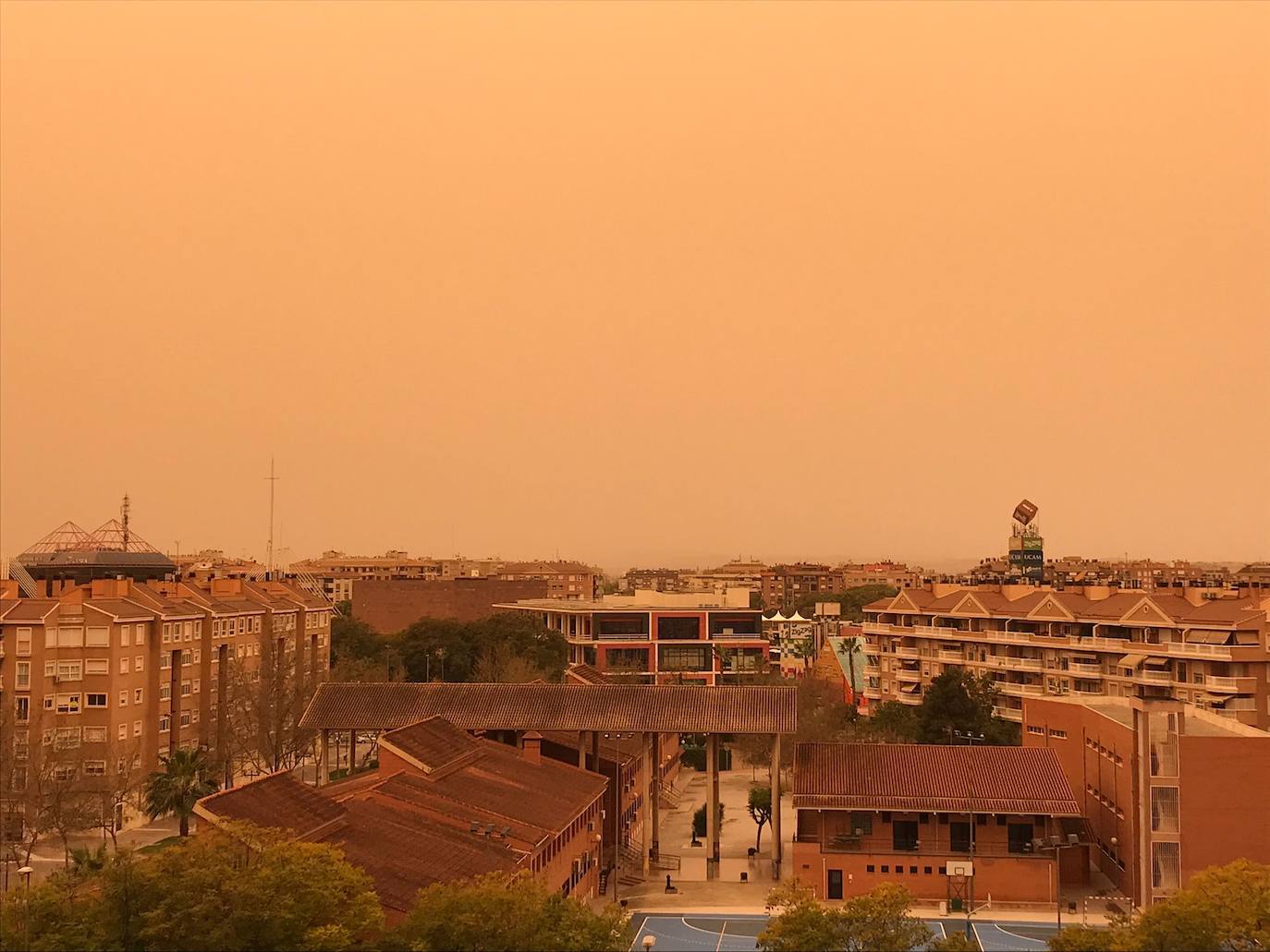 Fotos: La calima, el fenómeno meteorológico que tiñe de naranja los cielos de la Región de Murcia