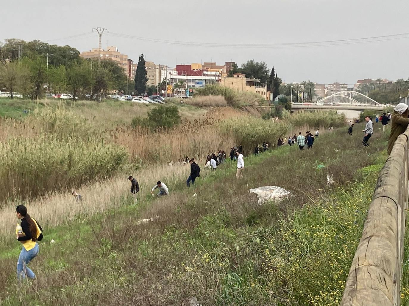 Fotos: Quejas entre los vecinos de Murcia por la imagen de decenas de jóvenes orinando en el río Segura