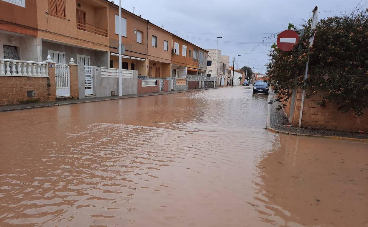 Calles anegadas en El Mojón, el pasado 17 de marzo.