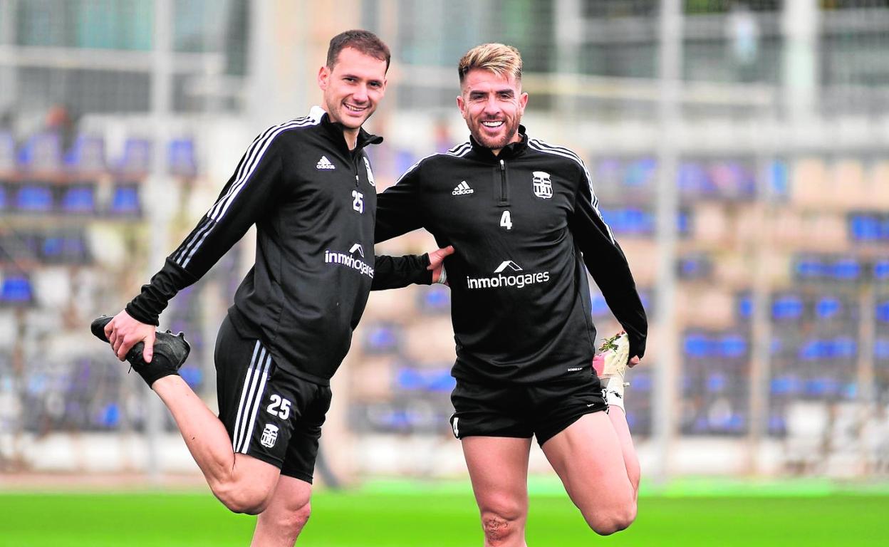 Cristóforo y Buffarini, en el entrenamiento del pasado viernes en Pinatar Arena. 