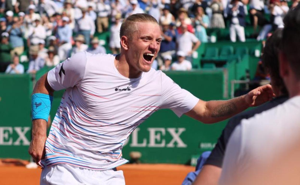 Alejandro Davidovich celebra su pase a semifinales frente a Grigor Dimitrov. 