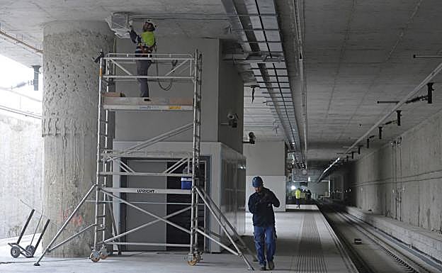 Estado de las obras de la estación subterránea de El Carmen, este miércoles.